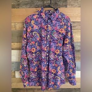 Cremieux Purple Paisley Long Sleeve Shirt Large
